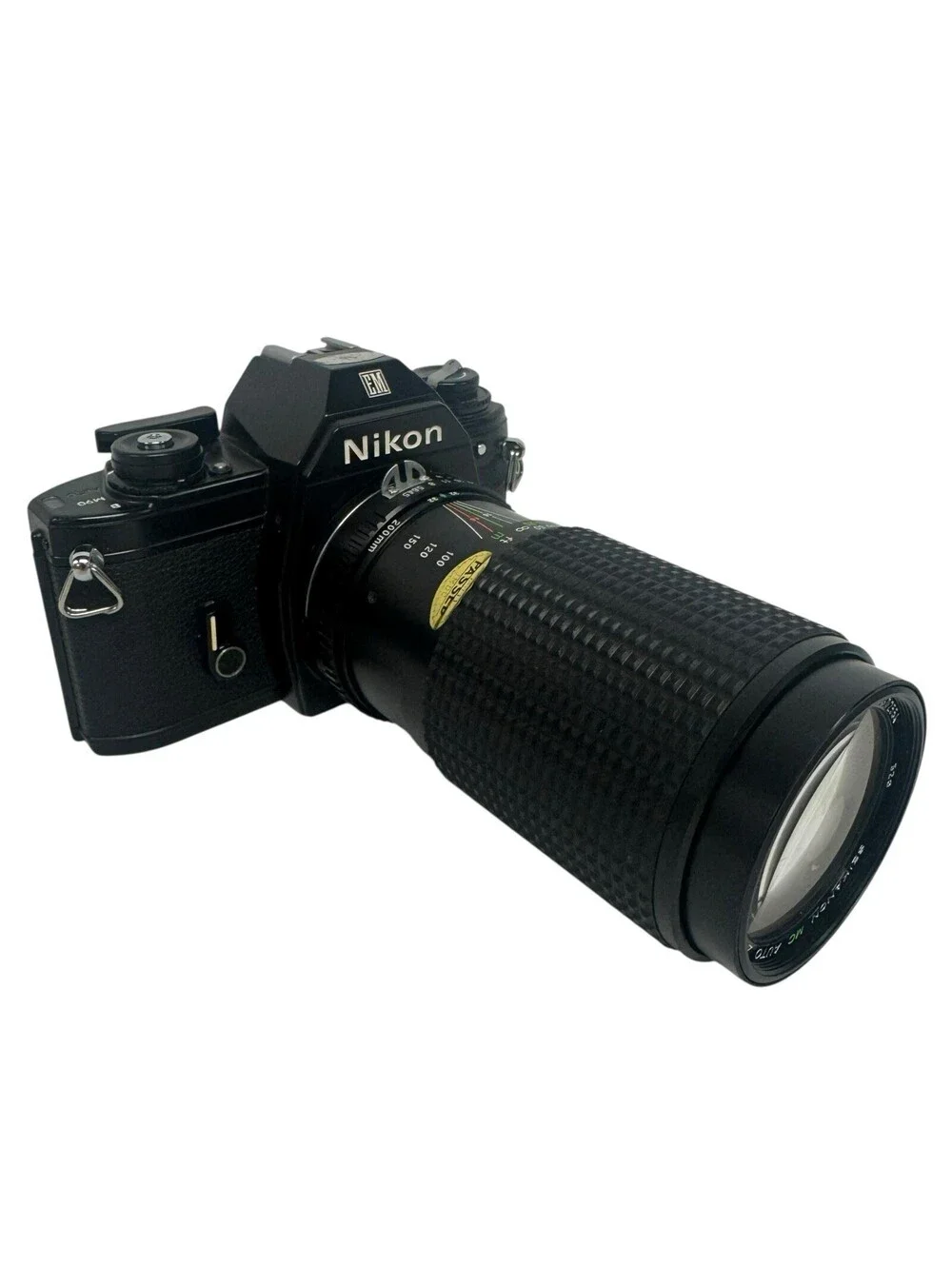 Nikon EM w/ SEIKANON MC Auto Zoom 75-200mm 1:4.5 Lens + Orignal Box + Extras